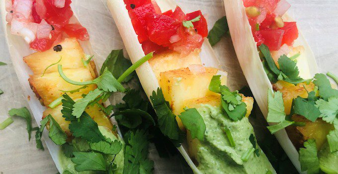 Rauwe vegan witlof taco’s, heerlijk bijgerecht, healthy snack of tussendoortje