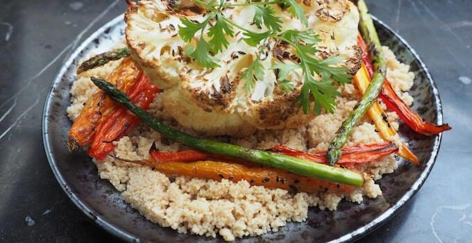 Vegan couscous met gebakken groente
